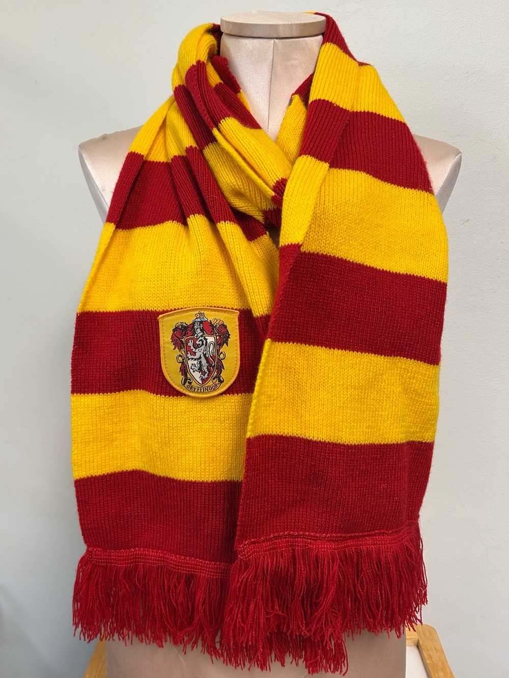Harry Potter Hogwarts House Gryffindor Fringe Scarlet & Gold 76” Knit Scarf